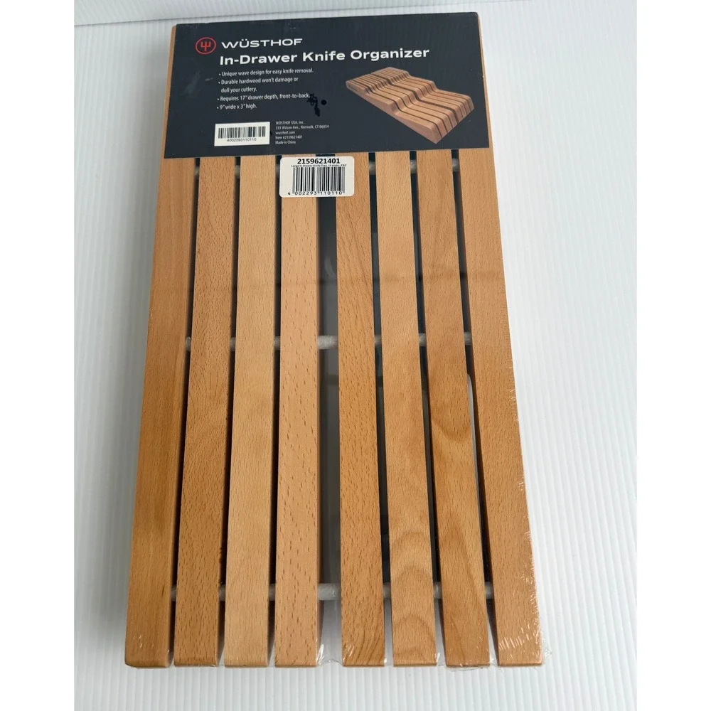 New Wusthof In-Drawer Knife Organizer 14 Slot Beechwood Storage Tray